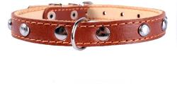 COLLAR Zgardă de piele cu decoraţiune de metal - 27 - 35cm, 14mm - maro