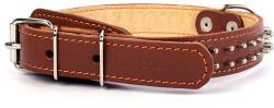 COLLAR Zgardă din piele COLLAR cu spini și piept dublu 48 - 63 cm, maro