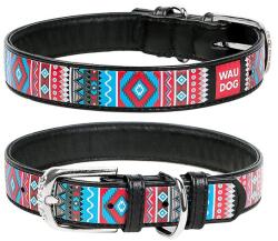 COLLAR Zgardă din piele WAG DOG Ethno-neagră 2 cm x 30 - 39 cm