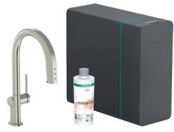 Hansgrohe Aqittura M91 Vízszűrős konyhai csaptelep és szódakészítő rendszer 210, kihúzható zuhanyfejjel, 1jet, rozsdamen (HG-76836800)
