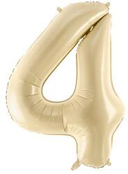 PartyDeco 4-es születésnapi szám fólia lufi - bézs 72 cm