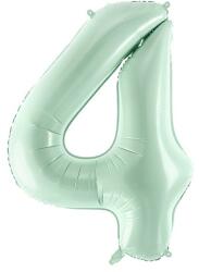 PartyDeco 4-es születésnapi szám fólia lufi - pasztell zöld 72 cm