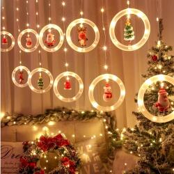 Life Light Led Karácsonyi Led függöny, 10 db köralakú karácsonyi figurával, 8 funkciós vezérlővel, 110 db meleg fehér Leddel, időzítős, USB csatlakozós. Life Light Led 2 év garancia! (LLKNUSBTCUR110LROUNDWIN)