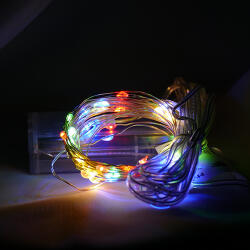 Life Light Led Elemes mikró ledes Nano fényfüzér, 50 db színes, multi color Leddel. Csak világít, időzítős! Elem nem tartozék, 3× AA 1, 5 V. Life Light Led 2 év garancia! (LLKNANOBAT3XAA50LMC)
