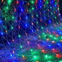 Life Light Led Karácsonyi háló 192db színes Leddel, 8 funkciós, villogtatható, toldható, IP44, kültérre is! Life Light Led 2 év garancia! (LLKIP44TIMNET192LMC)