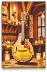  Gyémántszemes kirakó - Mandolin Méret: 40x60cm, Keretezés: Kartonlemezen, Gyémántok: Kerek