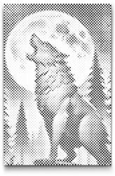  PontPöttyöző - Farkas az éjszakában Méret: 20x30cm, Keretezés: Kartonlemezen, Szín: Piros