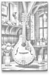  PontPöttyöző - Mandolin Méret: 40x60cm, Keretezés: Kartonlemezen, Szín: Zöld