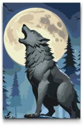  Festés számok szerint - Farkas az éjszakában Méret: 20x30cm, Keretezés: Keret nélkül (csak a vászon)