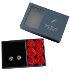 CCO - CRM diversity Cercei eleganti in cutie cadou cu trandafiri decorativi rosii, CRM, set romantic pentru femei (606)