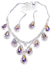 gomadina Select Set bijuterii pentru femei, GMO, Rhinestone, colier si cercei, argintiu (C1119-2560)