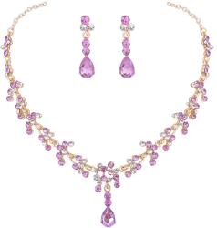 gomadina Select Set bijuterii pentru femei, GMO, Wedding Safir Cristal, colier si cercei, forma muguri (C1119263)