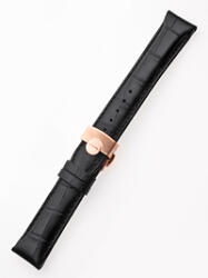 Perigaum Leather Strap 22 x 175 mm Black Rose Folding Clasp,