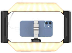 Ulanzi U-rig, LED keret, telefon tartóval, 3 vakupapucs, bluetooth kioldó, 2500k-9000K, 5000mAh (UL-3265) - 220volt