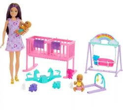Mattel Barbie Skipper bébiszitter baba kisbabákkal, kisággyal, hintával és libikókával (HXM99) - morzsajatekbolt