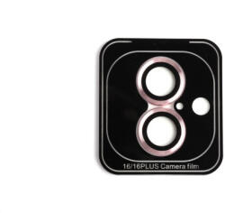 Clp Iphone 16 6.1 / 16 Plus 6.7 Kameravédő Fémgyűrűs üvegfólia Applikátorral Pink