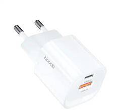 Toocki USB + USB C 33W GaN gyorstöltő adapter fehér (TCTAC-JCB02) (TCTAC-JCB02)