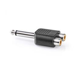 Nedis 6.35mm monó dugó - 2x RCA aljzat adapter (CAGP23944BK) (CAGP23944BK)