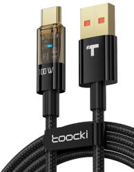 Toocki USB A - USB C 100W 5A kábel 1m fekete átlátszó (TXCT-XJ01) (TXCT-XJ01)