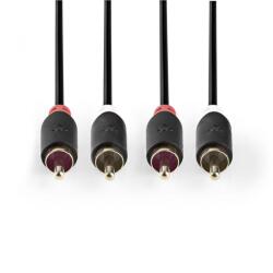 Nedis árnyékolt 2db RCA dugó - 2db RCA dugó sztereó audio kábel 10m (CABW24200AT100) (CABW24200AT100)