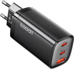 Toocki USB + 2db USB C 67W GaN gyorstöltő adapter (TCT67A-XRB01) (TCT67A-XRB01)