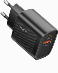 Toocki USB + USB C 30W GaN gyorstöltő adapter fekete (TCTAC-XTB01) (TCTAC-XTB01)