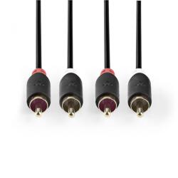 Nedis árnyékolt 2db RCA dugó - 2db RCA dugó sztereó audio kábel 1m (CABW24200AT10) (CABW24200AT10)