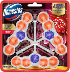 Domestos Aroma Lux WC frissítő blokk Dahlia Wish koncentrált illóolajokkal (3x50g)