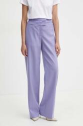 Boss pantaloni de lana culoarea violet, drept, high waist, 50518404 9BYH-SPD025_45X