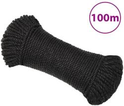 vidaXL fekete polipropilén munkakötél 3 mm 100 m (152998)