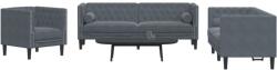 vidaXL 3 részes sötétszürke bársony Chesterfield kanapészett párnákkal (3209282) - vidaxl