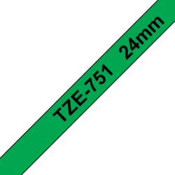 Brother TZe-751, Banda Etichete Laminata, negru pe verde, 24mm (TZE751_OEM)