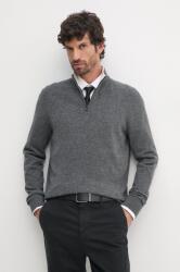 HUGO BOSS gyapjú pulóver könnyű, férfi, szürke, félgarbó nyakú, 50530314 - szürke XL