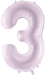 PartyDeco 3-as születésnapi szám fólia lufi - világos lila 72 cm