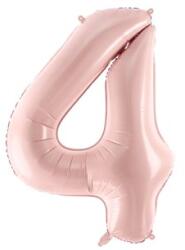 PartyDeco 4-es születésnapi szám fólia lufi - világos rózsaszín 72 cm