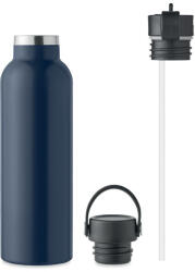 midocean Duplafalú szívószálas újrahasznosított acél termosz kétféle kupakkal 700 ml (MO6944-85)