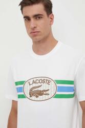 Lacoste pamut póló fehér, nyomott mintás - fehér M - answear - 33 990 Ft