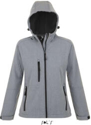 Sol'S Női REPLAY kapucnis cipzáras softshell dzseki, SOL'S SO46802, Grey Melange-XL (so46802gm-xl)