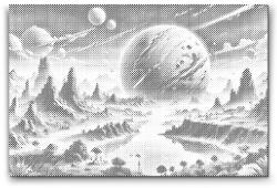  PontPöttyöző - Egy absztrakt bolygó az űrben Méret: 40x60cm, Keretezés: Műanyagtáblával, Szín: Piros