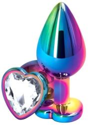 Passion Labs Anal Plug Rainbow Buttplug Large, Heart Shape, Clear Crystal