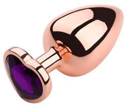 Passion Labs Anal Plug Large, Rose Gold, Dark Purple Stone