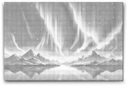  PontPöttyöző - Sarki fény a hegyek felett Méret: 40x60cm, Keretezés: Kartonlemezen, Szín: Piros