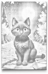  PontPöttyöző - Fekete macska ősszel Méret: 20x30cm, Keretezés: Kartonlemezen, Szín: Kék