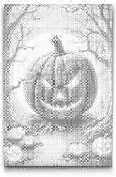  PontPöttyöző - Kísérteties tökök a sötétben Méret: 40x60cm, Keretezés: Műanyagtáblával, Szín: Fekete