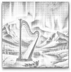  PontPöttyöző - Hárfa és északi fény Méret: 50x50cm, Keretezés: Keret nélkül (csak a vászon), Szín: Kék