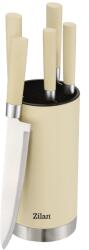 Zilan Set cutite profesionale Zilan ZLN1610 - 6 piese cu suport, otel inoxidabil 3CR13, design Retro, crem (ZLN1610)