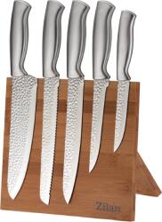 Zilan Set 6 cutite profesionale Zilan ZLN1641, cu suport bambus, magnetic - otel inoxidabil 3CR13 (ZLN1641)