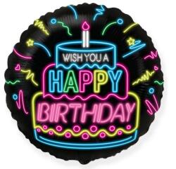 Flexmetal Фолиев Балон "Happy Birthday" - Неон, 48 см (401598)