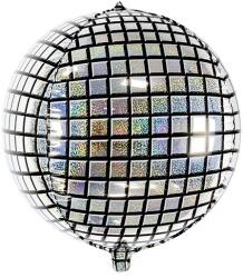 Party Deco Фолиев Балон Диско Топка, Сребърно и Черно, 40см (fb36)