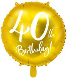 Party Deco Фолиев Балон с Надпис "40th Birthday", Златен (FB24M-40-019)